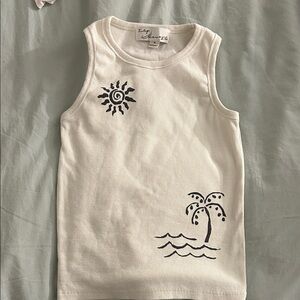 Vintage Kids Tank Top with Black Tropical Print